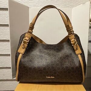 Calvin Klein Signature Brown and Tan Satchel
